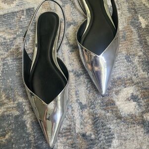 Metallic sling back flats